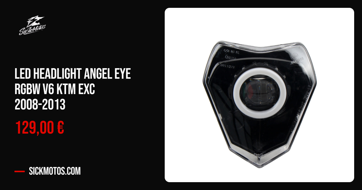 sickmotos KTM EXC ヘッドライト イカリング モタード LED Headlight Angel Eye RGBW V6 KTM EXC 2008-2013 | SickMotos